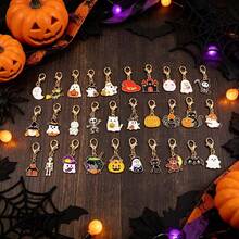 30pcs Halloween Keychain Set, Fun Charming Heart Charm, Dark-Themed Keyring, Bag Car Key Pendant, Mini Ornament, Gift For Couples Best Friends - Multicolor - View 6