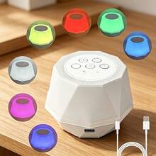 Máquina de ruido con forma de diamante de 10 lados, luz de sueño, efectos de sonido natural incorporados, luz de respiración multicolor, control táctil, recargable por USB, adecuada para dormitorio y sala de yoga, regalo perfecto para amigos con insomnio y parejas estresadas - Ver 8