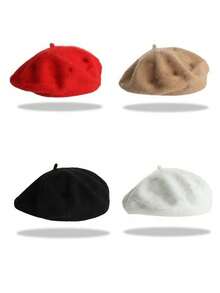 Topi Baret Wol Anak-Anak Musim Gugur/Dingin, Topi Hangat yang Modis - 1 buah - View 1