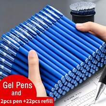 24pcs Large Capacity Gel Pen Set, 0.5mm Blue Ink, Comfortable Grip, Smooth Writing, Suitable For Notes, Office And School Use, Birthday, New Year Gift For Friends - High-capacity Ballpoint Pen - View 14