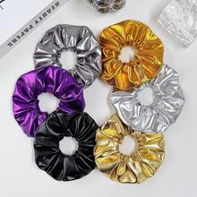10件裝亮面金屬感皮革大號髮圈,女性適用,高級髮飾,適合節日派對,百搭髮飾 - 彩色 - 查看 3
