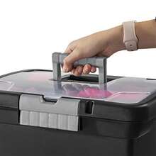 Caja de archivos portátil, contenedor de almacenamiento de archivos de cartas con asa, paquete de 4 - Negro - Ver 6