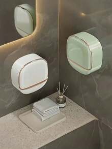 Jabonera de Pared para Baño y Cocina, Contenedor de Jabón con Tapa Protectora y Drenaje, Instalación Adhesiva sin Taladro, Diseño Moderno que Ahorra Espacio, Mantén el Jabón Separado del Agua para un Secado Más Cómodo, Fácil de Limpiar y Usar, Ideal para Regadera, Lavabo, Baño, Cocina y Hogar ideal para uso diario - Jabón + jabonera - Ver 9