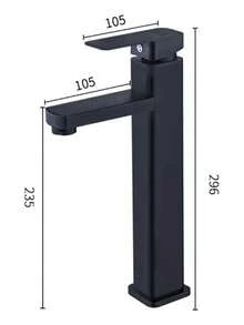 Grifo Monomando Cuadrado Acero Inoxidable 30cm Negro - Negro | Brillante - Ver 5