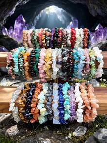 3pcs/Set Natural Amethyst Asymmetric Bracelet, Natural Crystal Jewelry, Amethyst Daily Accessories, Valentine's Day Gift, Mother's Day Gift - 3pcs-lapis Lazuli - View 2
