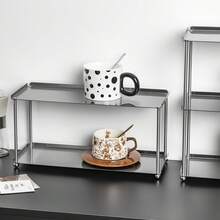 Stainless Steel Multi-Functional Storage Rack - Versatile Storage Shelf For Coffee Cups, Jewelry, Keys, Glasses, Perfume, Cosmetics, And Sundries - 2 Or 3 Tier Display Stand For Bedroom, Living Room, Bathroom, Entryway, Kitchen - Suitable For Home - Silver - View 7