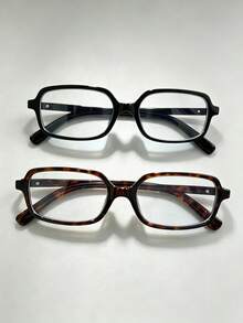 Women's Vintage Leopard Print Square Frame Glasses, Y2K Style, Decorative Glasses, Halloween Style, Suitable For Daily Office Commute, Back To School Season - A - View 13