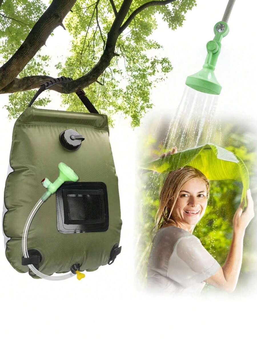 1 buah Tas Mandi Portabel 20L untuk Berkemah/Selang yang Dapat Dilepas dan Kepala Pancuran yang Dapat Diganti - Cocok untuk RV, Pantai, Mendaki, dan Perlengkapan Perjalanan Luar Ruangan