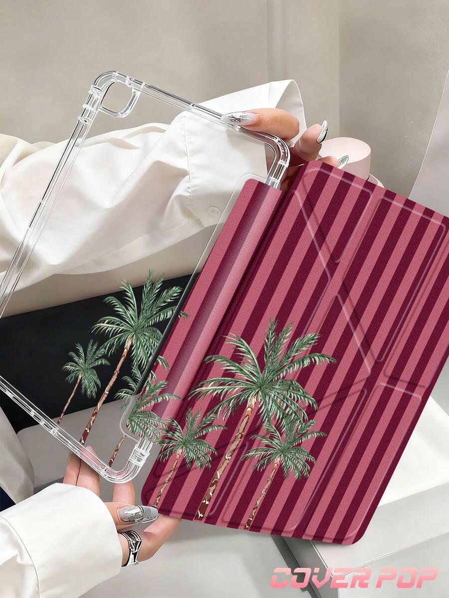 貝殼與椰子樹圖案平板保護殼，相容 iPad Air 11 吋 M3 2025 / M2 2024、Air 第 5 代 2022、Air8 2026 (11/13 吋)、(A16) 11 吋第 11 代 2025，相容 Galaxy Tab、Kindle Paperwhite 第 12 代 2024，透明背蓋，時尚圖案保護殼，自動休眠與喚醒功能，氣囊保護，適合禮品與辦公使用