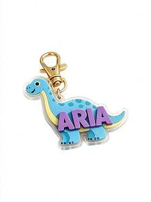 3D Acrylic Keychain Personalized Dinosaur, Backpack Tag, Back To School Gift For Kids, Custom Name Charm Dino Boys Girls - Multicolor - View 15