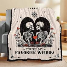 1pc Soft & Comfortable Modern Skeleton Flannel Blanket - Halloween Style Polyester Nap Blanket - Digital Print Craft, Suitable For Sofa, Bed, Travel, Office Home Decor - Multicolor - View 11