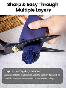 1pc Fabric Sewing Scissors,10 Inch Heavy Duty Professional Tailor Scissors,For Fabric And Leather Cutting,Sewing Trimming,Home Office Artists Dressmakers,DIY Christmas For Holiday Gift Giving - A - View 3