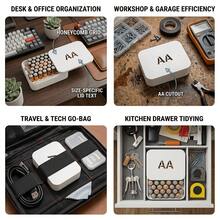 1pc White Plastic Battery Storage Box With Lid, AA/AAA Simple Differentiation Battery Organizer, Portable No. 5/No. 7 Battery Storage Box, Lightweight Battery Sorting Storage Box For Home Drawer, Office, Garage - View 5