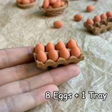 Miniature Egg Tray Set 8/24 - Realistic Kitchen Scene, Includes 8 Eggs And 1 Egg Tray, Miniature Model Enthusiast, Model Accessories | Realistic Miniature Model | Exquisite Miniature Model (Slight Color Difference Depending On The Batch) - A - View 6