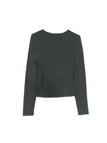 Korean Style Slim Fit Elastic Slimming Long Sleeve Inner Layer/Standalone T-Shirt For Women, Early Autumn - Grey - View 2