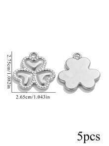 5pcs Stainless Steel 18K Gold-Plated Charms: Fashionable Heart-Shaped Flower Pendant Necklace And Earrings-DIY Jewelry Making Bag Charms Trinkets - Pendants - View 15