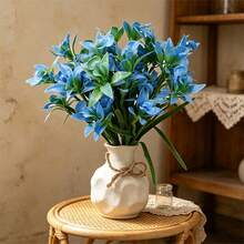 Bright Double-Petal Artificial Lilies, Durable Decorative Faux Lilies, Suitable For Living Room, Kitchen, Dining Table Display, Artificial Floral Arrangement, 12 Pieces, Vase Not Included - Multicolor - View 3