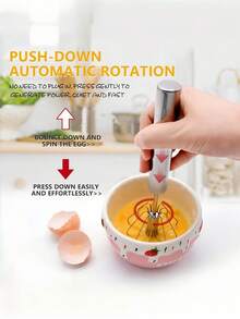 1pc Stainless Steel Multi-Function Mixer And Milk Frother - Handheld Manual Whisk, Suitable For Eggs And Cream - Kitchen Essential Tool, Christmas Gift, All Season Use - Multicolor - View 7