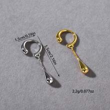 1pc Fashionable Individual Water Drop Pendant Chain C-Shaped Ear Bone Clip Ear Clip Easy All-Match Tassel No-Piercing Ear Jewelry - Multicolor - View 5