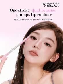 VEECCI Pensil Bibir Dua Ujung, Mendefinisikan Kontur Bibir, Tahan Air dan Tahan Lama, Tidak Pudar, Dapat Dipadukan dengan Lipstik untuk Bibir Penuh, 2-in-1: Pensil Bibir dan Kuas Bibir, Cocok untuk Pemula - #D01 Bunga Sakura - View 4