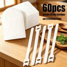60pcs Faucet Filter Bags (Includes 50 Filter Cartridges And 10 Fixing Straps) Kitchen Drain Filter Mesh High Efficiency Pre-Filtration Intercepts Rust, Sediment And Impurities Practical Water Purification Accessory - Style a - View 10