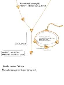 1 Set Elegant Style Heart-Shaped Design Stainless Steel Jewelry Set Suitable For Going Out, Shopping And Dating With Friends - Yellow Gold - View 2