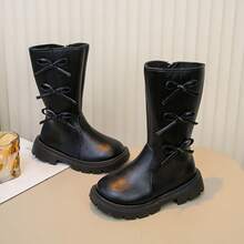 1 Pair Girls' Thermal Lined Warm Boots With Bow Performance Dance Shoes For Boys - Black - View 3