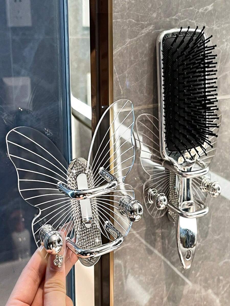 Wall-Mounted Adhesive Bathroom Storage Rack, Minimalist Hanging Storage Shelf, Suitable For Hair Clips, Jewelry, Headbands, Hair Ties And Various Small Hair Accessories, Space-Saving Drill-Free Bathroom Accessory Organizer - Multicolor - View 1