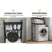 3-Tier Over The Washing Machine Storage Rack – Iron Laundry Organizer Shelf, Space Saving Bathroom Storage Stand, Heavy Duty Utility Rack, Black / White - Black - View 5