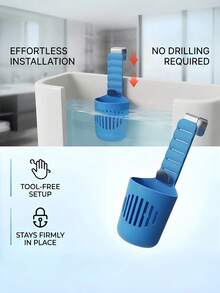 1pc Adjustable Silicone Toilet Tank Cleaning Bracket, Tank Replacement Part, Hanging Silicone Cleaning Box With Hook, Collects Toilet Inner Wall Residue To Prevent Lid Clogging - One Size Fits All - View 2