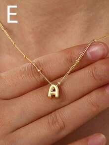1pc Fashion Copper A-Z English Initials Perforated Pendant Multi-Layer Necklace, Women's Daily Casual Wear Personalized Necklace Collarbone Chain - Multicolor - View 19