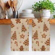2PCS Kitchen Towels, Gingerbread Man Christmas Tree Seamless Pattern Kitchen Towels Dish Cloths, 40*60cm Rectangular Microfiber Absorbent Cleaning Kitchen Towels, Perfect For Kitchen, Dining Room And Bathroom Use, Kitchen Decor, Home Decor, Neighbor Housewarming Gift, Dish Cloths - Multicolor - View 7