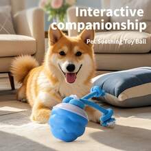 Smart Fully Automatic Rolling Dog Toy Ball, USB-C Rechargeable Interactive Pet Toy With Rope Knot, 3-Speed Obstacle Avoidance Mode, Dental Cleaning & Chewing Toy, Suitable For Indoor Solo Play And Small To Medium Dogs - Blue - View 13