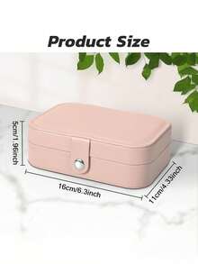 1pc Large Capacity Jewelry Storage Box, PU Travel Jewelry Organizer, Cosmetic Storage Box, Pink Travel Accessory, Jewelry Storage Container, Travel Essential, Suitable For Storing Earrings, Necklaces, Rings, Etc., Holiday Gift, Women's Gift. - Multicolor - View 13
