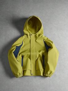 Tween Boy Colorblock Casual Versatile Daily Wear Hooded Jacket - Yellow - View 1