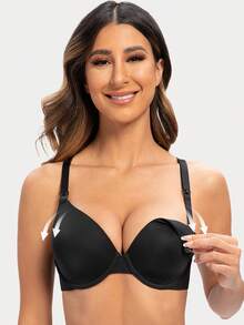 MELENECA Women's Full Coverage Underwire Support Plus Size Nursing Bra - Black - View 5
