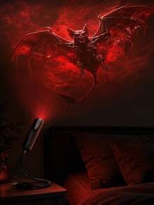 2-Style Devil Spider & Devil Bat Effect Light, Realistic 360° Rotating USB Powered Lamp For Halloween Bedroom Decor, Haunted Party And Holiday Atmosphere - Multi-color light - View 8