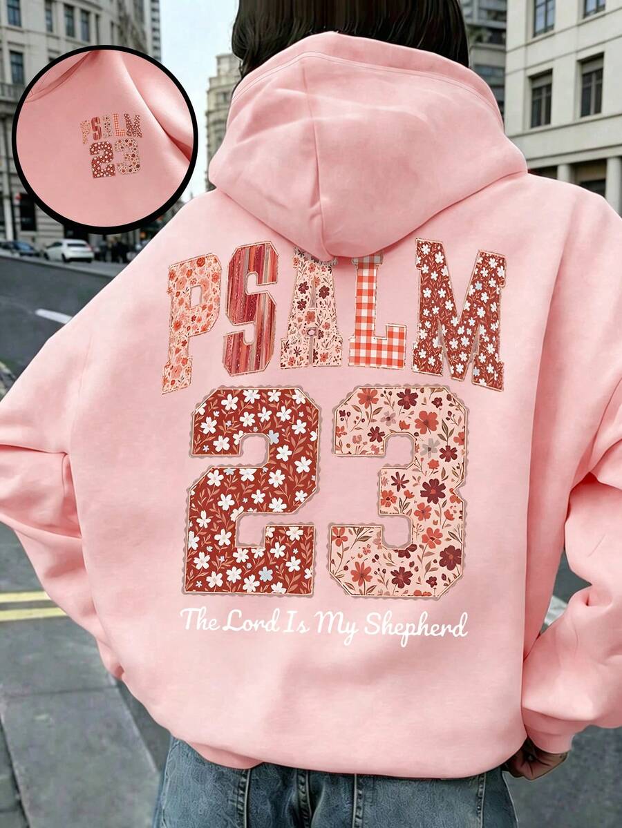 1pc Girls Floral "23" Print Pullover Sweatshirt, Long Sleeve Design, Suitable For Autumn/Winter Wear - Pink - View 1