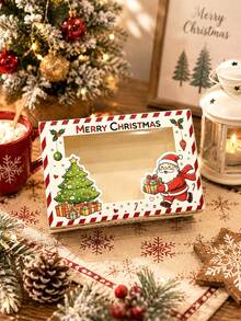 4/8/12pcs 2026 NEW Christmas Gift Box With Transparent Window | Santa Claus & Xmas Tree Printed Present Box, Festive Striped Paper Box For Christmas Party Decorations - View 5
