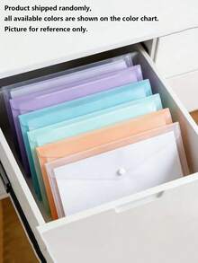 5/10/20/40/60/80pcs Morandi Color A4 Transparent Plastic Snap Button File Bags, 1mm Thick Large Capacity Document Envelopes, Waterproof Exam Paper Bill Storage Folders, Student Office Stationery Organizer Bags, Random Style Sent - Sets - View 12