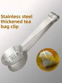 Stainless Steel Tea Bag Squeezer, Silver Tea Bag Clip, Tea Bag Filter Clip, Tea Bag Spoon For Loose Tea, Ice Cubes, Sugar - Multicolor - View 3