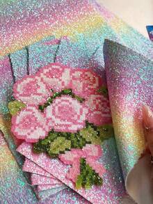 厚紋理 Perler 珠熨燙紙，彩虹亮片布料熨燙片，耐熱可重複使用，適用於 DIY Perler 珠藝術與手工藝 - 彩色 - 查看 2