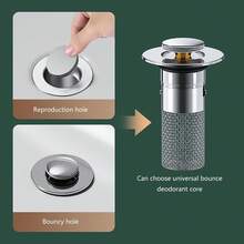 Universal Pop-Up Sink Drain Stopper, Anti-Odor & Anti-Insect Filter Strainer, Sink Pipe Clog Prevention Accessory - Sink Drain Plug - View 7