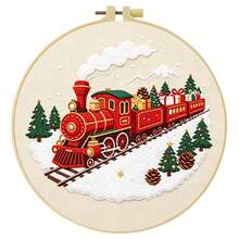 Christmas Embroidery Kit, 1 Pack Cross Stitch Kit,DIY Embroidery Starter Kit For Adults & Beginners, DIY Needlepoint Kit With Embroidery Hoop Thread Needle For Craft Lover Birthday Christmas Gifts ,20*20cm/7.9*7.9in - Christmas Theme - View 5