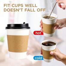 10/50/100pc Thick Paper Coffee Cups With Leak-Proof Lids And Kraft Paper Heat Sleeves, Heat-Resistant For Hot And Cold Drinks, Suitable For Coffee Shops, Offices, Homes And Commercial Use - View 8