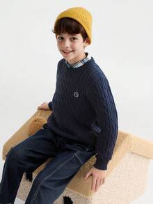 Balabala Kids Knit Sweater Soft Warm Winter Top For Boys & Girls - Blue Tint - View 3