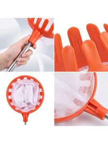 Fruit Picker Basket 20 * 16 * 18.5 Cm With Polyester Collection Bag, Orange Picking Tool For Apples Pears And Peaches, Universal Attachment For Most Poles, Reusable Harvesting Accessory Without Pole Ideal For Garden And Orchard Use - A - View 4