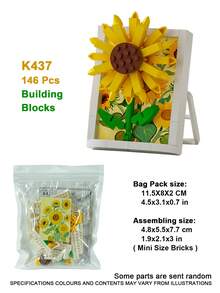 Floral Shadow Particle Building Block Set 100-300 Pieces, Exquisite Gift, Desktop Decoration, Bright Colors, Suitable For Home Decor/Office Decor/Store Display/Art Collection/Gift Exchange, Party Gift - Multicolor - View 14
