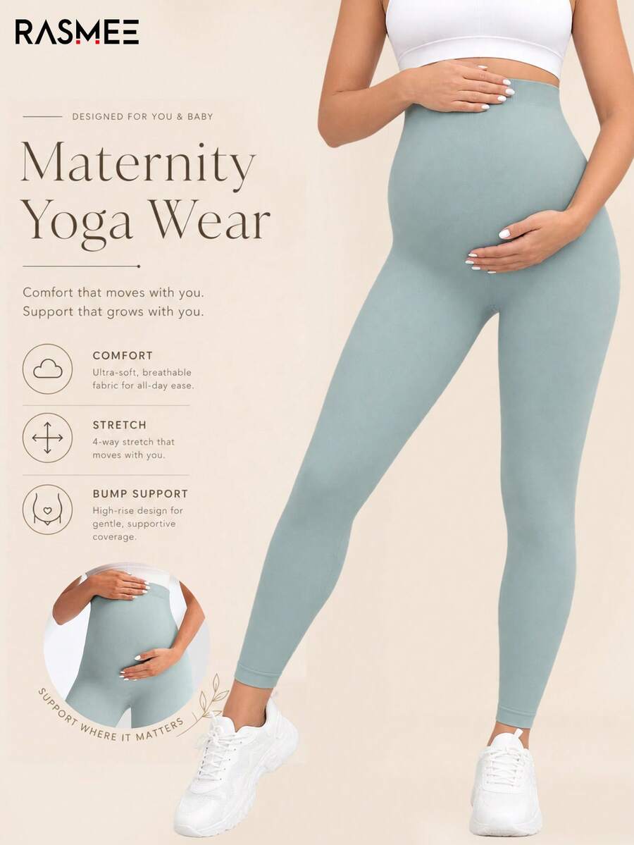 Maternity High Waist Seamless Elastic Solid Color Leggings