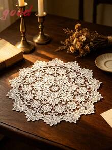 1件裝奢華蕾絲刺繡圓形桌巾,布製餐墊/杯墊/花瓶墊/燈墊,適用於居家廚房檯面裝飾 - 彩色 - 查看 14